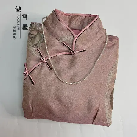 傲雪屋中国风新品冬季夹棉中式旗袍改良上衣复古盘扣保暖唐装女商品大图