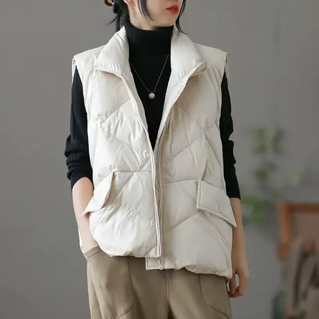 dza 文艺复古加厚加棉马甲女士短款外套冬季新款百搭马夹上衣坎肩图片