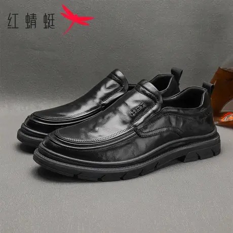 红蜻蜓男鞋2025春季新款真皮商务休闲皮鞋男舒适透气一脚蹬爸爸鞋商品大图
