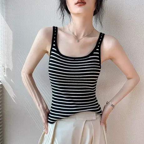 歌倍尚衬衫内搭条纹吊带背心女2025春夏修身显瘦洋气小众性感上衣商品大图