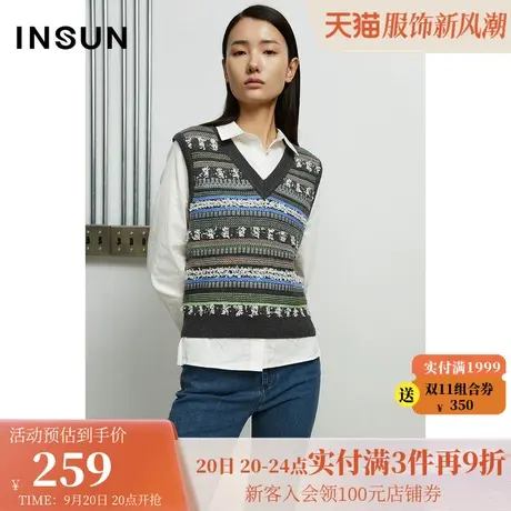 【2件85折】恩裳冬季新款时尚无袖轻商务简约大气优雅气质马甲女图片