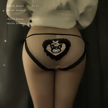 甜酷洛米~法式薄款卡通女士内裤性感纯欲半透明网纱蕾丝三角裤图片