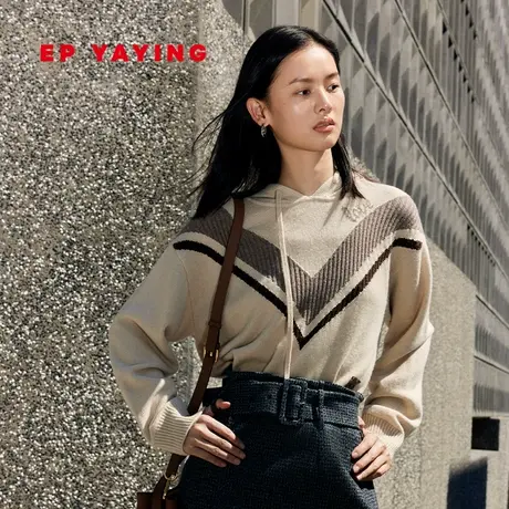 [牦牛绒]EP YAYING雅莹女装 毛针织衫连帽卫衣 2023秋冬新款9525A商品大图