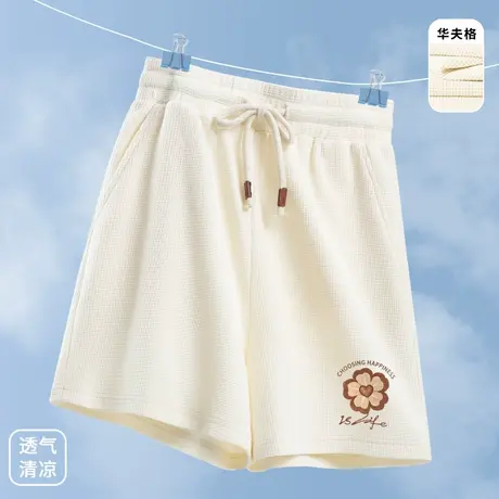 KV真维斯宽松直筒裤子女2025新款夏轻薄透气慵懒休闲运动女士短裤商品大图