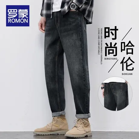 罗蒙男士牛仔裤春秋季2025新款休闲男裤弹力修身直筒潮牌长裤男款图片