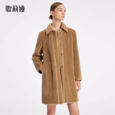 【现货】歌莉娅保暖时尚款绒大衣女冬季羊羔毛外套1ANL6F480图片