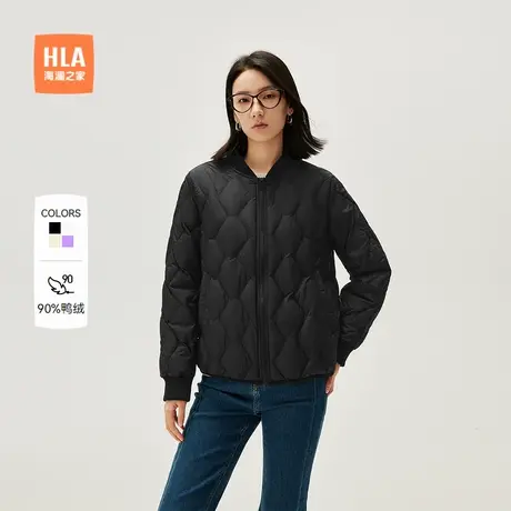 HLA/海澜之家保暖羽绒服24秋冬新款火山岩棒球领利落休闲外套女装商品大图
