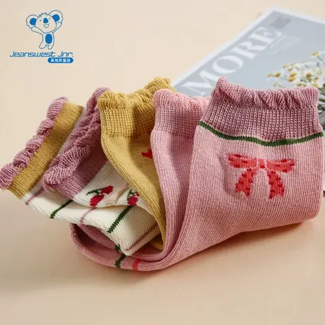 L2【五对装】真维斯女童组合装袜子春秋季儿童中筒提花大中童袜子图片