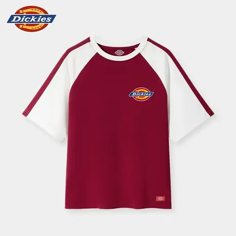 Dickies童装男童短袖t恤夏季儿童夏款红色拼接体恤男孩纯棉半袖A图片