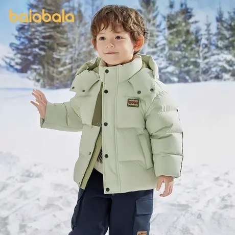巴拉巴拉童装儿童羽绒服男童2024新款时尚撞色运动风外套连帽冬装商品大图