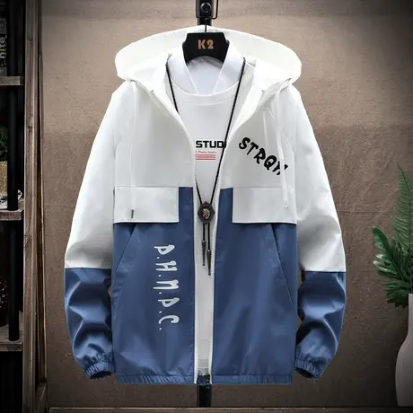 外套男士春秋2023新款休闲短款连帽工装夹克春秋款潮流青少年衣服商品大图