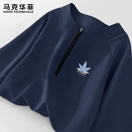 马克华菲速干运动服男夏季半拉链长袖t恤男2025新款宽松上衣男款X商品大图