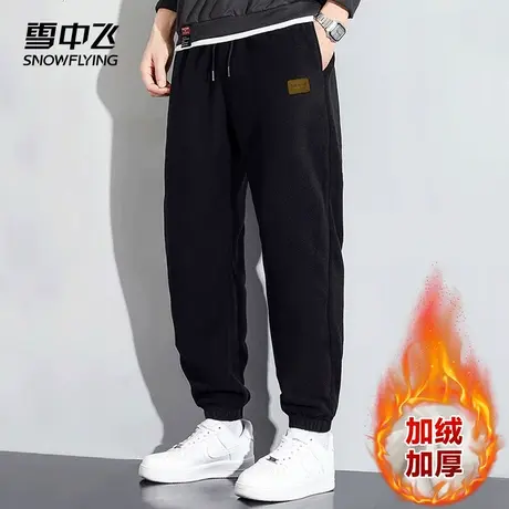 雪中飞休闲裤冬季新款加绒加厚男士款宽松束脚青少年运动休闲长裤商品大图