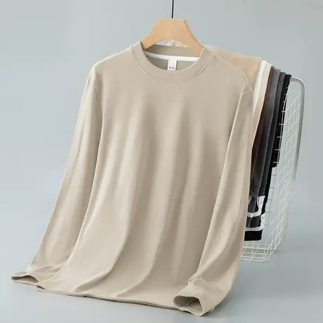 德绒打底衫内搭长袖t恤男士秋冬季保暖双面绒圆领体恤纯色秋衣服图片