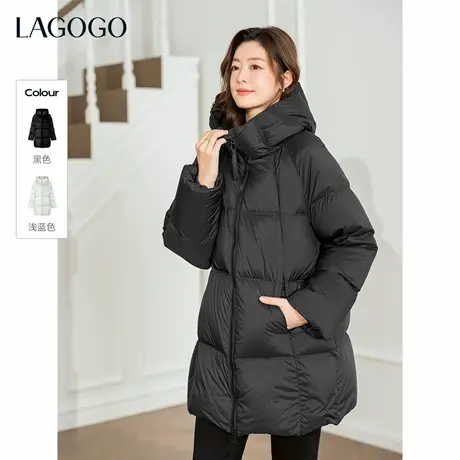 三防LAGOGO柔软泡芙羽绒服女拉谷谷2025年冬季新款中长款连帽外套图片