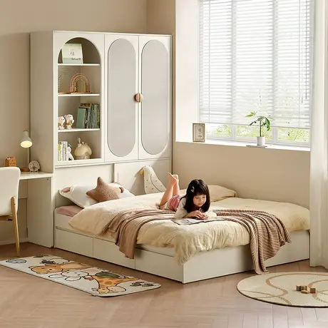 政府补贴全友家居儿童房榻榻米卧室小户型青少年无床头床衣柜组合商品大图