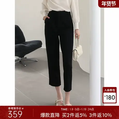 衣香丽影黑色九分小脚裤休闲裤女2026年春装新款修身显瘦烟管裤子商品大图