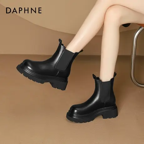 达芙妮马丁靴子女款2025新款英伦风中筒靴秋冬女靴切尔西厚底短靴图片