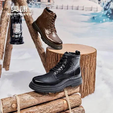 奥康 男鞋2025冬季新款马丁靴时尚真皮经典户外休闲靴子门店发货商品大图