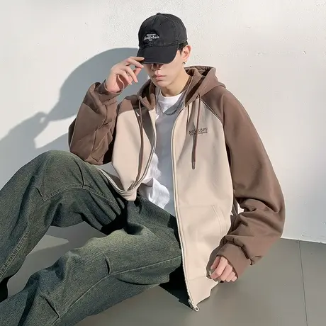 唐狮外套男秋冬新款冲锋少年上衣男户外休闲春秋连帽冲锋衣TD商品大图