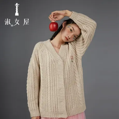 淑女屋官方旗舰店2022新品秋冬女士高级感棒针百搭上衣麻花毛衣女图片