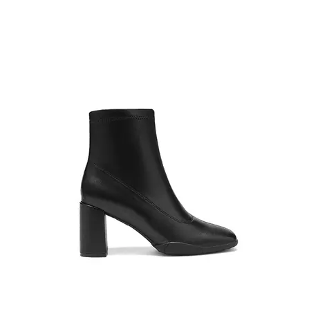 VME/舞魅黑色休闲粗高跟设计感小众短靴女秋冬新款时尚靴子女图片