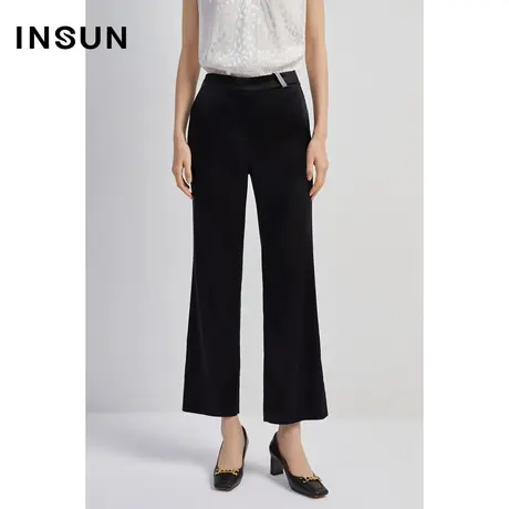 INSUN恩裳秋季三醋酸垂感弹力微喇休闲裤图片