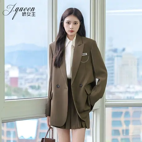 棕色西装外套女2024春季新款韩版气质时尚休闲宽松显瘦高级感西服商品大图