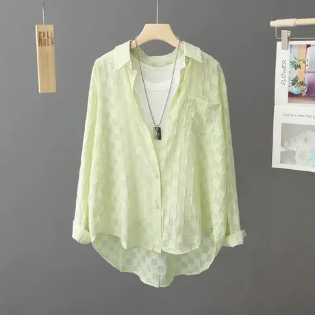 不易皱 垂感轻薄防晒衫外套透气衬衫女薄款夏季中长款防晒衣开衫图片