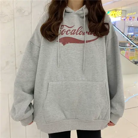 waitmore港风chic卫衣女秋冬宽松韩版潮ins慵懒风bf加绒加厚外套商品大图