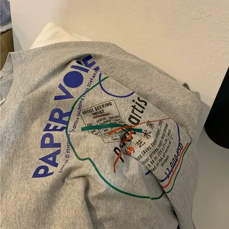 原创~港风韩版2023新款夏装圆领百搭宽松纯棉短袖T恤盐系少女上衣图片