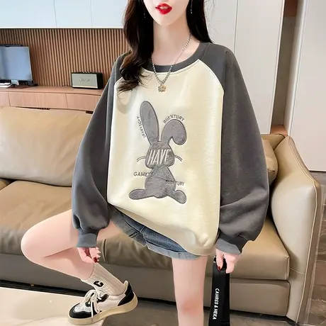 早春装设计感小众卫衣女春秋季韩版宽松薄款撞色小个子上衣服外套图片