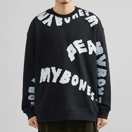 秋冬季男士新款圆领休闲卫衣满印青年痞帅外套美式韩版长袖T恤潮商品大图