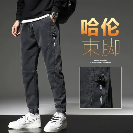 春季日系工装休闲裤男士冬季束脚宽松春秋款潮牌男裤子秋冬款长裤商品大图