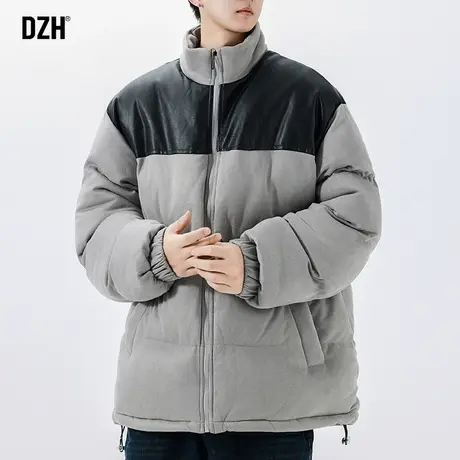 男士麂皮绒拼接棉服男款冬季加厚潮牌立领棉衣外套2023新款棉袄子商品大图