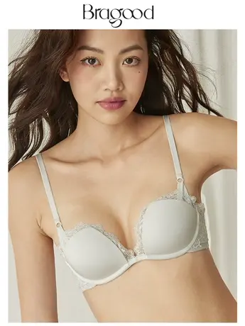 Bragood光面无痕U型半杯小胸小底围聚拢少女65A文胸65B可爱内衣商品大图