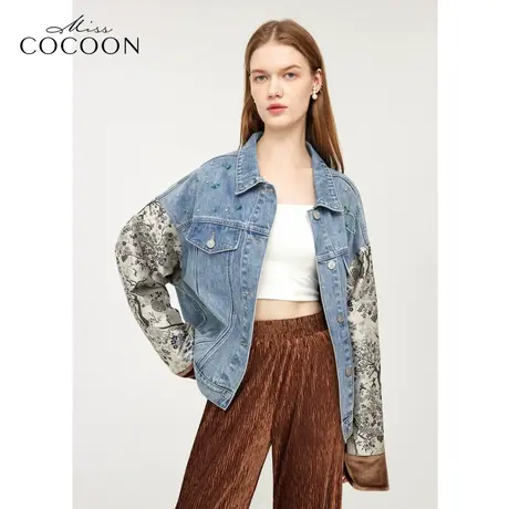 【秋上新】missCOCOON重工时尚外套2023秋新款女中国风提花短外套商品大图