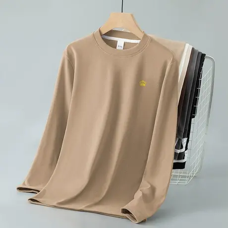 重磅德绒长袖t恤男2024新款秋冬季保暖内搭双面绒打底衫圆领秋衣商品大图