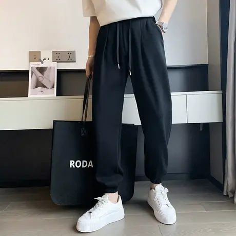 秋季宽松休闲长裤男小众高级百搭束脚九分运动裤潮男纯色百搭卫裤商品大图