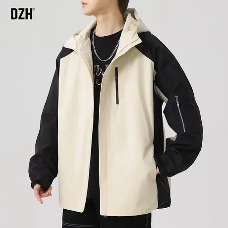 男士连帽冲锋衣外套男潮牌工装夹克男款2024年春季新款防风上衣服图片