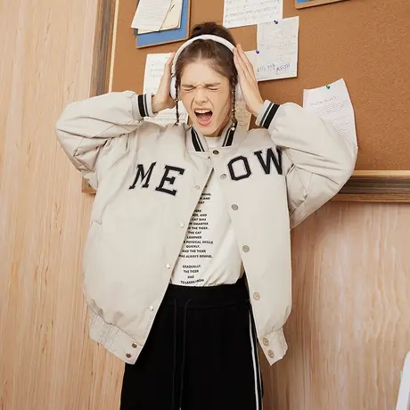 a02【保暖加棉】2024秋冬款复古休闲风宽松百搭女式棉衣图片