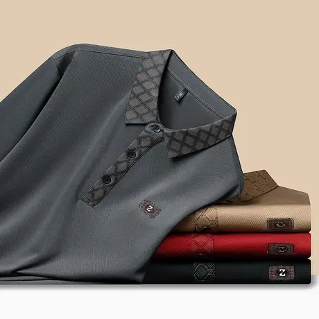 中年爸爸春秋装polo领毛衣针织衫上衣薄款卫衣打底衫长袖T恤外搭商品大图