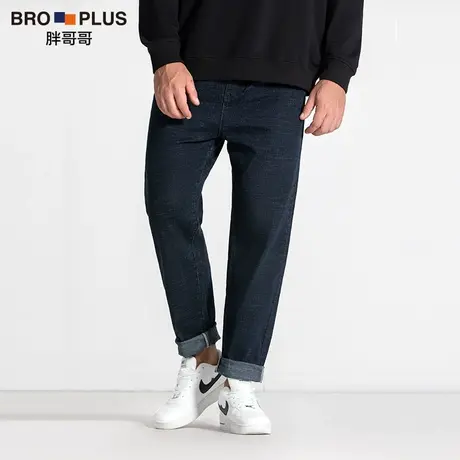 胖哥哥牛仔裤男厚款加肥加大码宽松潮牌男士休闲裤子松紧腰秋季款商品大图