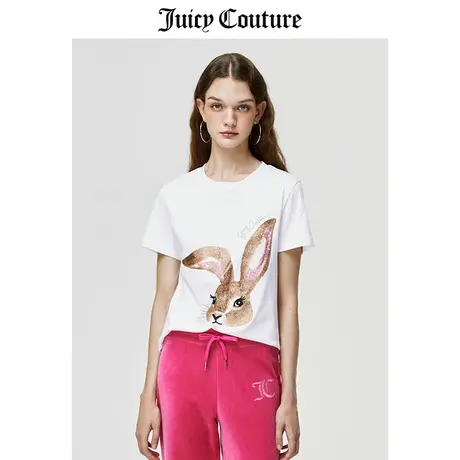 Juicy Couture橘滋T恤女2023夏季新款百搭半袖上衣女新年兔子T恤商品大图