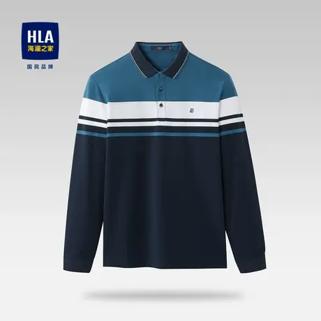 【奥莱清仓】HLA/海澜之家2023长袖POLO衫秋季大方微弹套头衫男商品大图