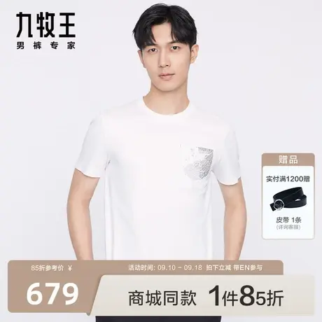 [商场同款]九牧王男装JT2C27017短袖T恤2023年夏季新款圆领有型EN图片