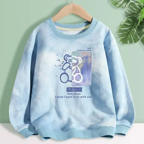 春秋款圆领卫衣女2023年新款秋季女款扎染衣服宽松薄款设计感上衣商品大图