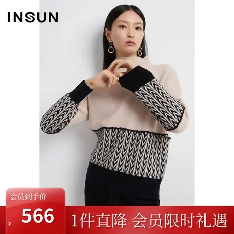 恩裳2022冬季时尚撞色设计弹性绵羊毛保暖百搭毛织衫图片