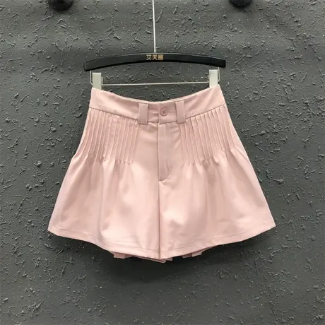 2023夏季新款韩版气质抽摺设计感a字阔腿裤女洋气高腰西装短裤潮图片