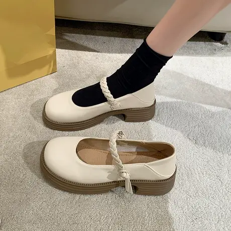 鞋子女2023新款爆款复古网红玛丽珍鞋春夏季配裙子通勤粗跟单鞋潮商品大图